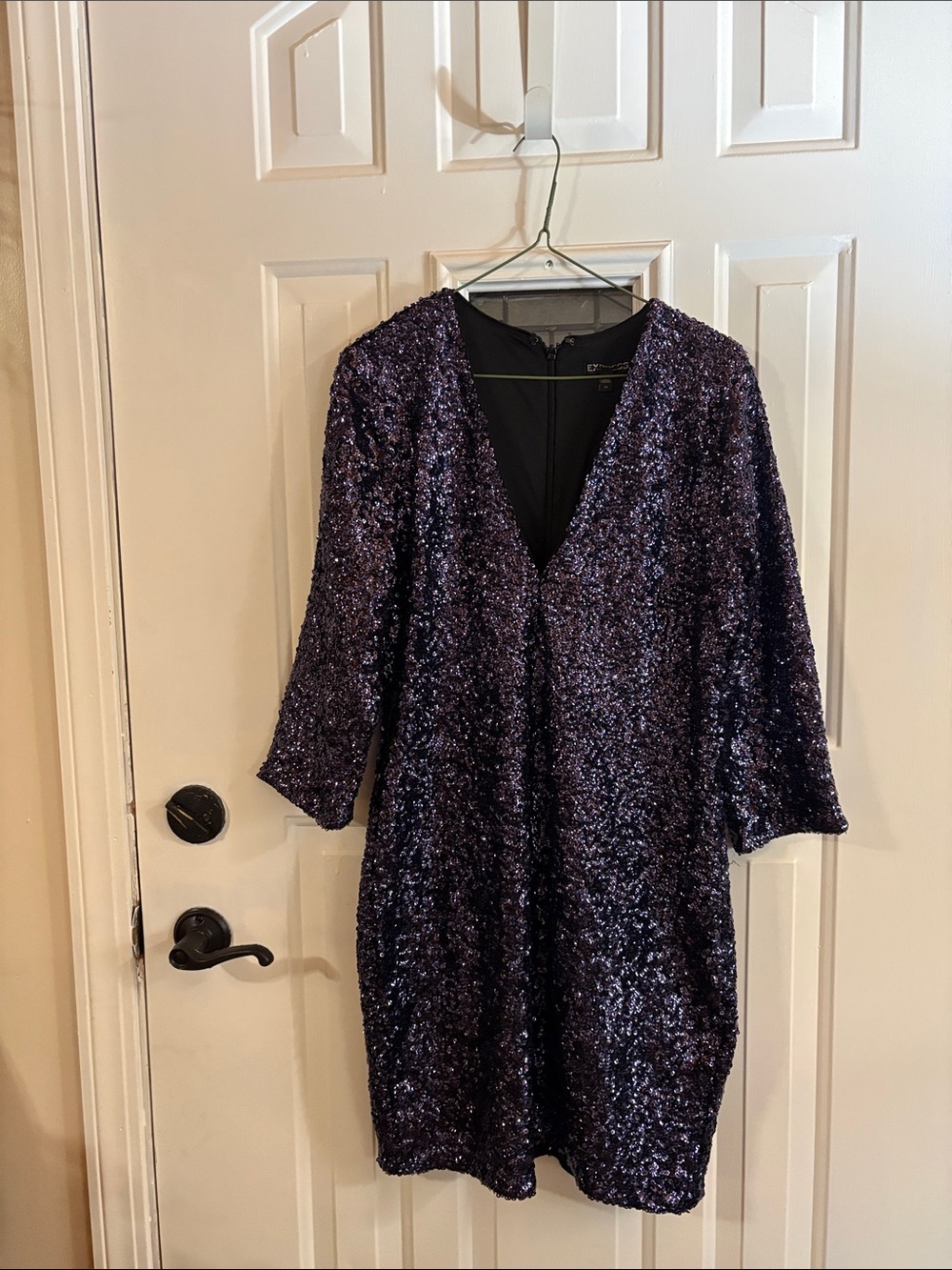 Express Purple Sequin V-Neck Dress